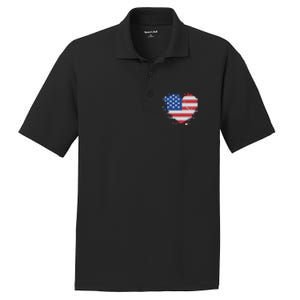 America Love Flag USA Heart 4th July American Proud Girl PosiCharge RacerMesh Polo