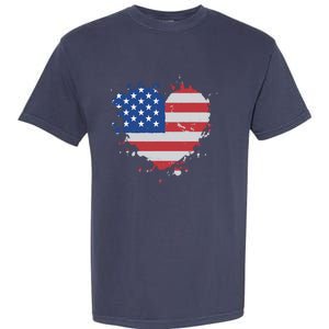 America Love Flag USA Heart 4th July American Proud Girl Garment-Dyed Heavyweight T-Shirt