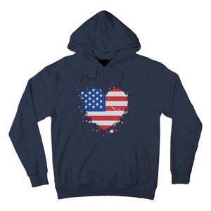 America Love Flag USA Heart 4th July American Proud Girl Hoodie