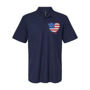 America Love Flag USA Heart 4th July American Proud Girl Softstyle Adult Sport Polo