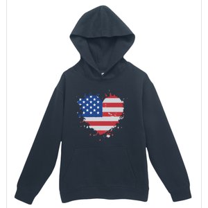 America Love Flag USA Heart 4th July American Proud Girl Urban Pullover Hoodie