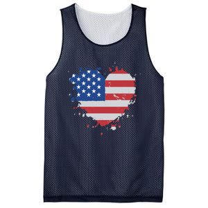 America Love Flag USA Heart 4th July American Proud Girl Mesh Reversible Basketball Jersey Tank