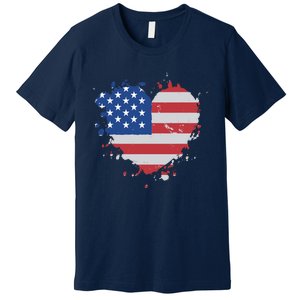 America Love Flag USA Heart 4th July American Proud Girl Premium T-Shirt