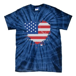 America Love Flag USA Heart 4th July American Proud Girl Tie-Dye T-Shirt