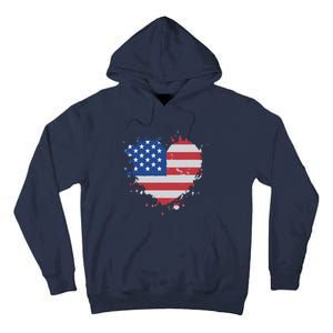 America Love Flag USA Heart 4th July American Proud Girl Tall Hoodie