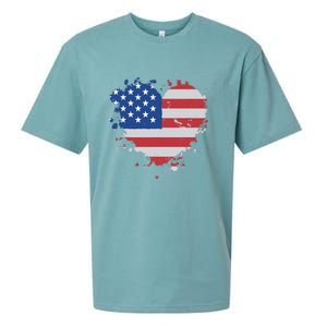 America Love Flag USA Heart 4th July American Proud Girl Sueded Cloud Jersey T-Shirt