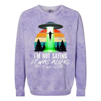 Alien Lover, Funny It Was Aliens, Flying Saucer, Alien Colorblast Crewneck Sweatshirt