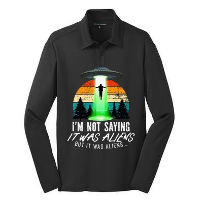 Alien Lover, Funny It Was Aliens, Flying Saucer, Alien Silk Touch Performance Long Sleeve Polo