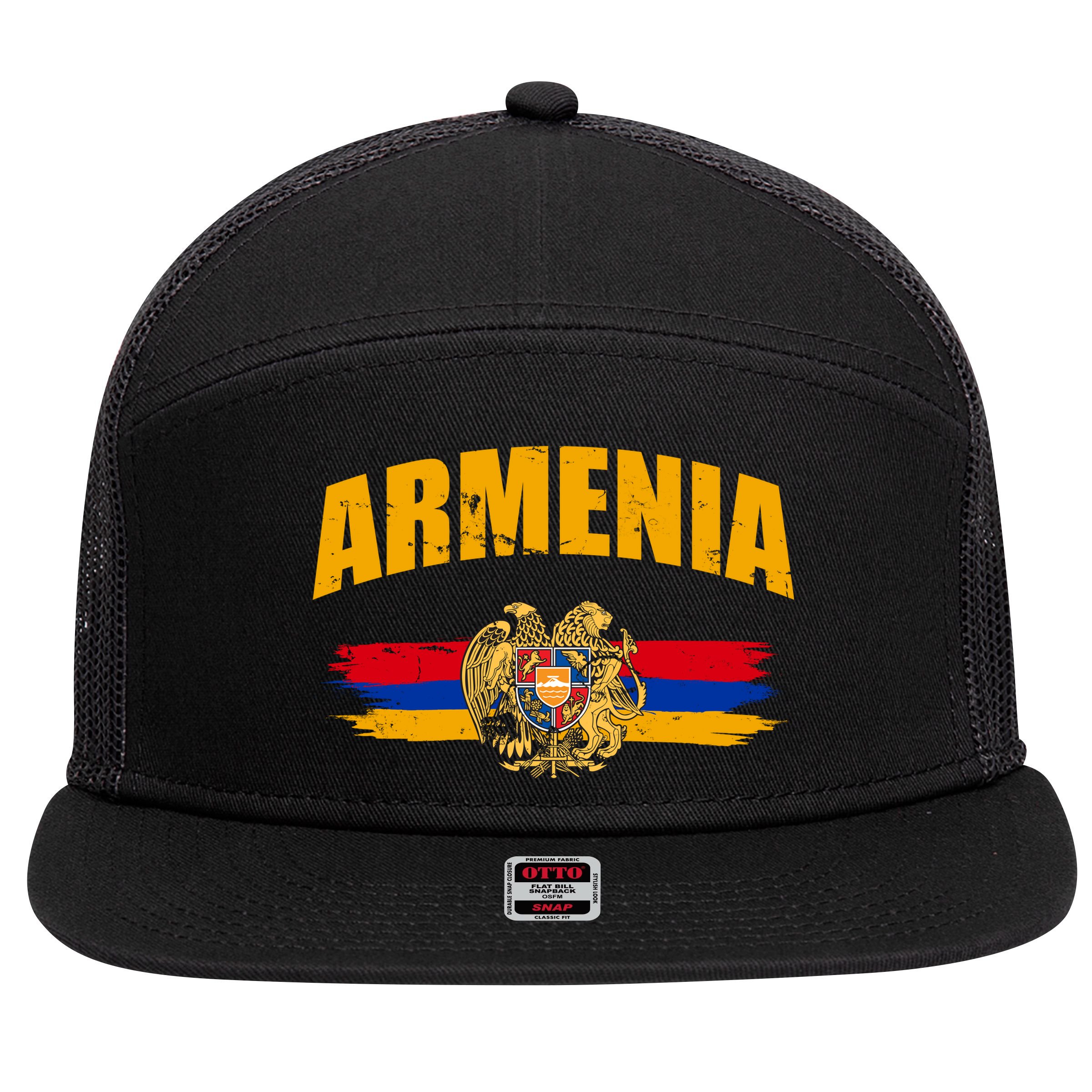 Armenia Logo Flag 7 Panel Mesh Trucker Snapback Hat