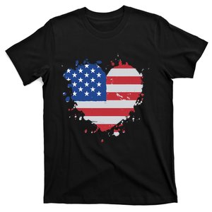 America Love Flag USA Heart 4th Of July American Proud T-Shirt