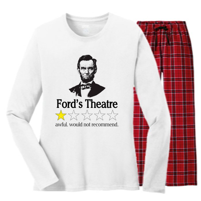 Abraham Lincoln FordS Theatre Awful Would Not Recommend Women's Long Sleeve Flannel Pajama Set 