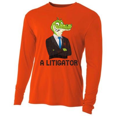 A Litigator Funny Lawyer Attorney Law School Graphic Funny Gift Cooling Performance Long Sleeve Crew