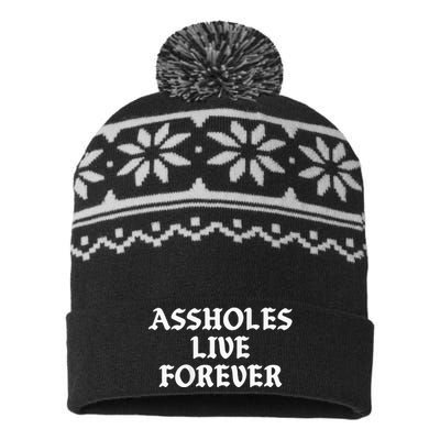 Assholes Live Forever Funny Sarcasm USA-Made Snowflake Beanie