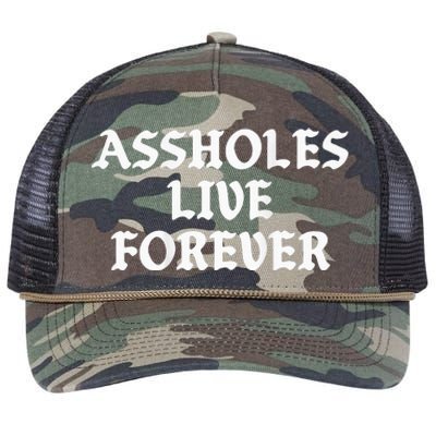 Assholes Live Forever Funny Sarcasm Retro Rope Trucker Hat Cap