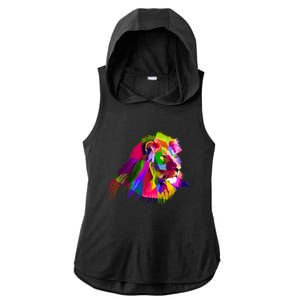 Africa Lion Face Gift Colorful South Animals Safari Hoody Ladies PosiCharge Tri-Blend Wicking Draft Hoodie Tank