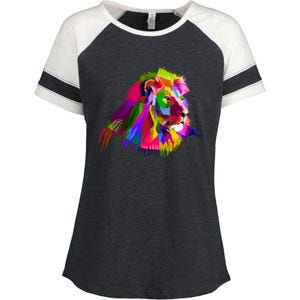 Africa Lion Face Gift Colorful South Animals Safari Hoody Enza Ladies Jersey Colorblock Tee