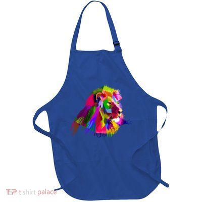 Africa Lion Face Gift Colorful South Animals Safari Hoody Full-Length Apron With Pockets
