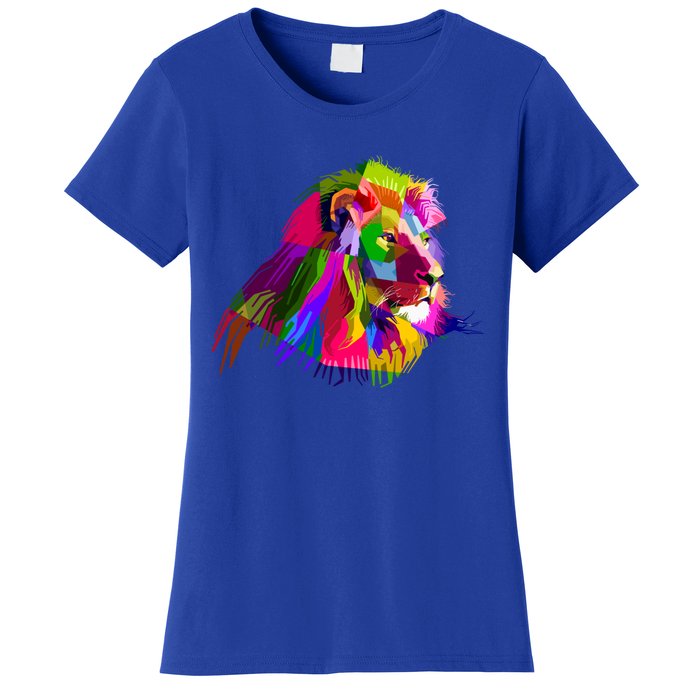 Africa Lion Face Gift Colorful South Animals Safari Hoody Women's T-Shirt