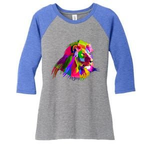 Africa Lion Face Gift Colorful South Animals Safari Hoody Women's Tri-Blend 3/4-Sleeve Raglan Shirt