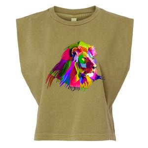 Africa Lion Face Gift Colorful South Animals Safari Hoody Garment-Dyed Women's Muscle Tee