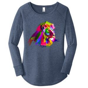 Africa Lion Face Gift Colorful South Animals Safari Hoody Women's Perfect Tri Tunic Long Sleeve Shirt