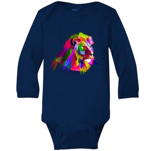 Africa Lion Face Gift Colorful South Animals Safari Hoody Baby Long Sleeve Bodysuit