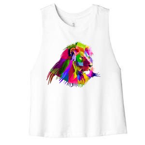 Africa Lion Face Gift Colorful South Animals Safari Hoody Women's Racerback Cropped Tank