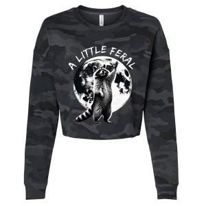 A Little Feral Racoons Howling At The Moon Racoons Meme Cropped Pullover Crew