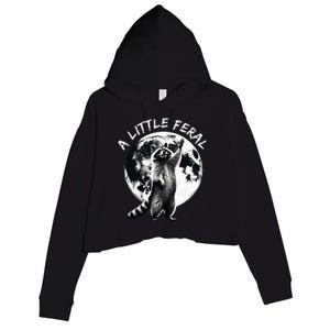 A Little Feral Racoons Howling At The Moon Racoons Meme Crop Fleece Hoodie