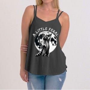 A Little Feral Racoons Howling At The Moon Racoons Meme Women's Strappy Tank