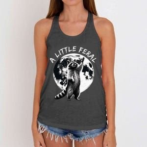 A Little Feral Racoons Howling At The Moon Racoons Meme Women's Knotted Racerback Tank