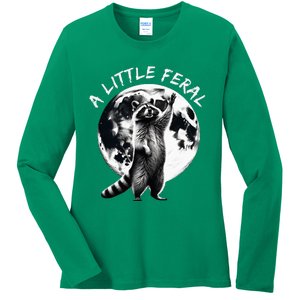 A Little Feral Racoons Howling At The Moon Racoons Meme Ladies Long Sleeve Shirt