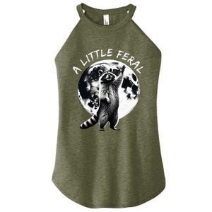 A Little Feral Racoons Howling At The Moon Racoons Meme Women's Perfect Tri Rocker Tank