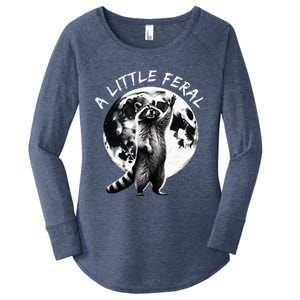 A Little Feral Racoons Howling At The Moon Racoons Meme Women's Perfect Tri Tunic Long Sleeve Shirt