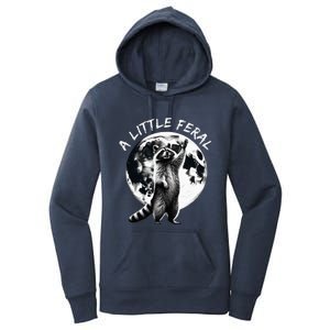 A Little Feral Racoons Howling At The Moon Racoons Meme Women's Pullover Hoodie