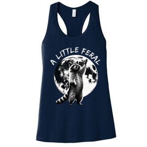 A Little Feral Racoons Howling At The Moon Racoons Meme Women's Racerback Tank