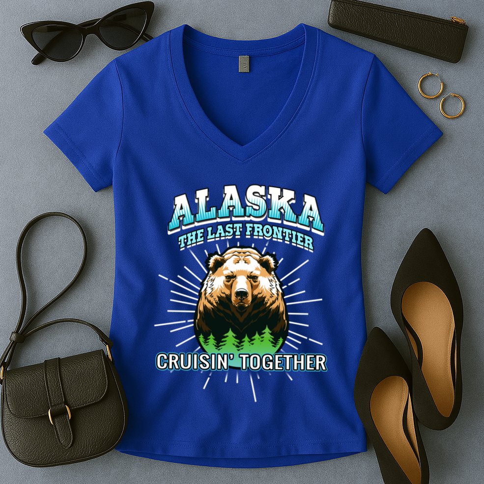 Alaska Last Frontier Family Group Trip Cruisin Together Cool Gift Women's V-Neck T-Shirt