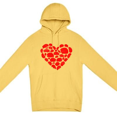 Animals Lover Funny Hedgehog Heart Valentine's Day Gift Premium Pullover Hoodie