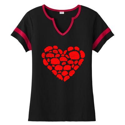 Animals Lover Funny Hedgehog Heart Valentine's Day Gift Ladies Halftime Notch Neck Tee