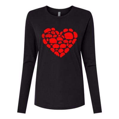 Animals Lover Funny Hedgehog Heart Valentine's Day Gift Womens Cotton Relaxed Long Sleeve T-Shirt