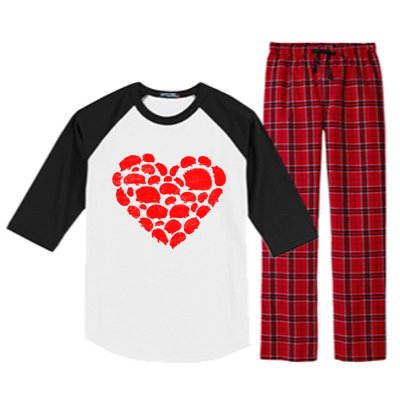 Animals Lover Funny Hedgehog Heart Valentine's Day Gift Raglan Sleeve Pajama Set