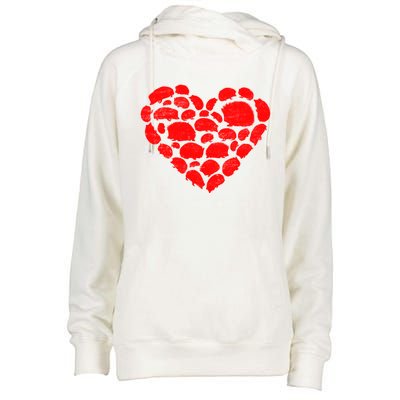 Animals Lover Funny Hedgehog Heart Valentine's Day Gift Womens Funnel Neck Pullover Hood