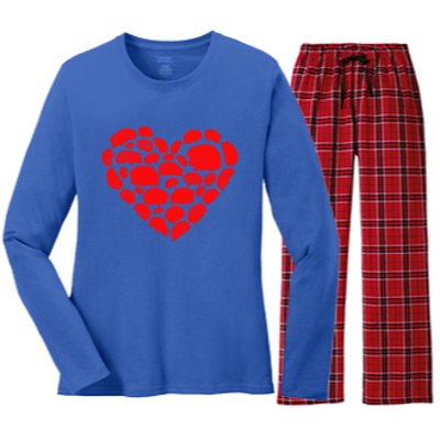 Animals Lover Funny Hedgehog Heart Valentine's Day Gift Women's Long Sleeve Flannel Pajama Set 