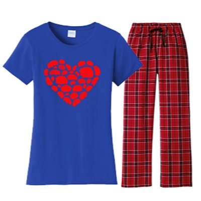 Animals Lover Funny Hedgehog Heart Valentine's Day Gift Women's Flannel Pajama Set