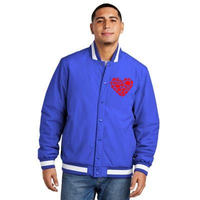 Animals Lover Funny Hedgehog Heart Valentine's Day Gift Insulated Varsity Jacket