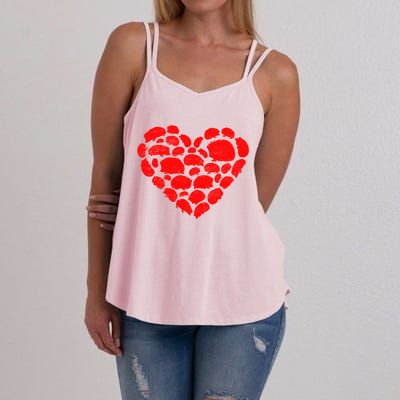 Animals Lover Funny Hedgehog Heart Valentine's Day Gift Women's Strappy Tank