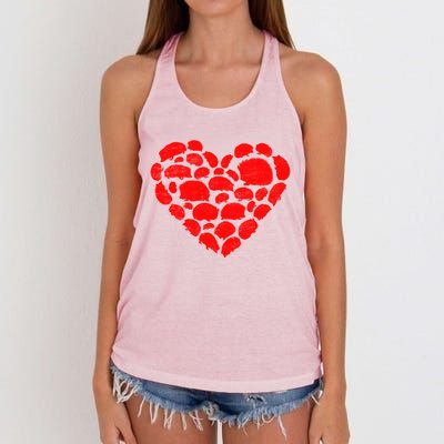 Animals Lover Funny Hedgehog Heart Valentine's Day Gift Women's Knotted Racerback Tank