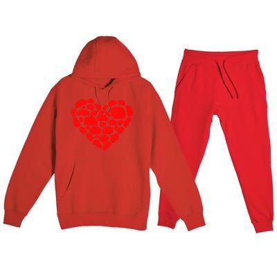 Animals Lover Funny Hedgehog Heart Valentine's Day Gift Premium Hooded Sweatsuit Set