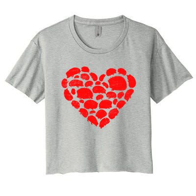 Animals Lover Funny Hedgehog Heart Valentine's Day Gift Women's Crop Top Tee