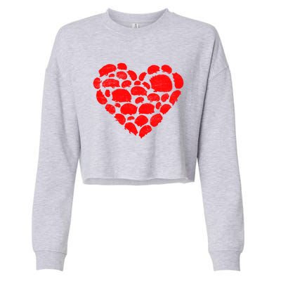 Animals Lover Funny Hedgehog Heart Valentine's Day Gift Cropped Pullover Crew